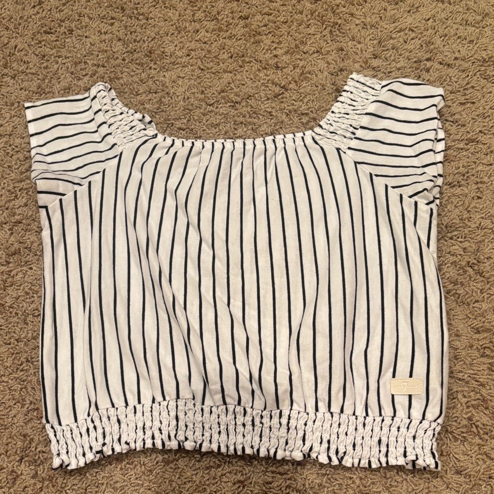 7 For All Mankind Black and White Striped Kids Blouse